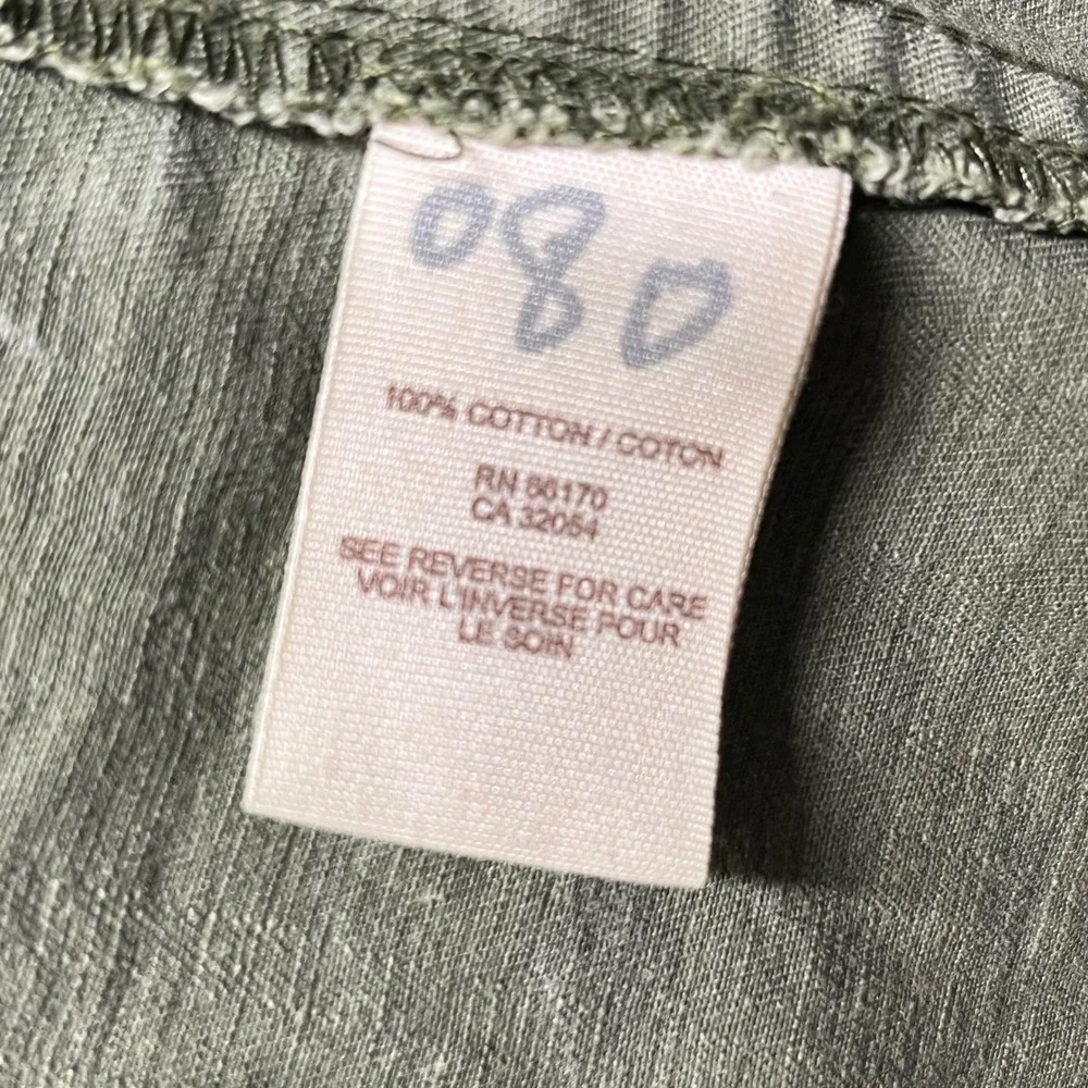 Free People Womens Olive Green Cotton Twill Military Field Jacket Fishtail Hem